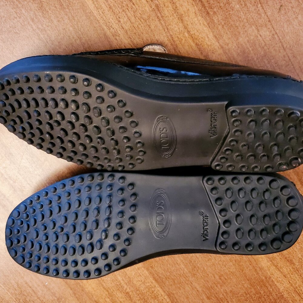 Tod's Black Patent Leather Loafers Women's Driving Moccasins EU Size 40 - US 9.5 - Picture 5 of 8